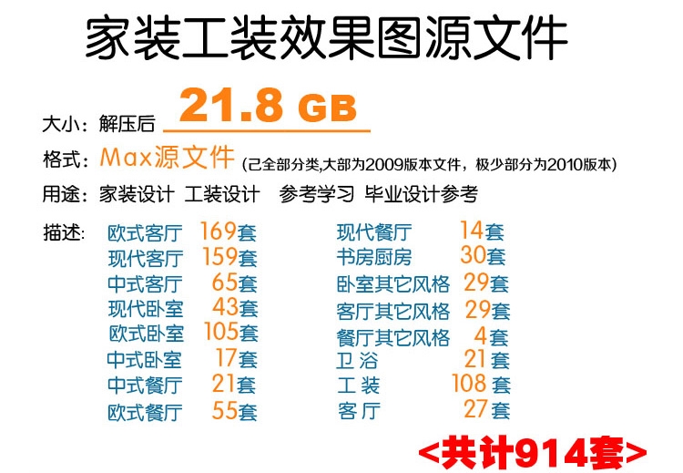 2014最新3D室内家装工装中式欧式现代客厅餐厅卧室3Dmax模型库